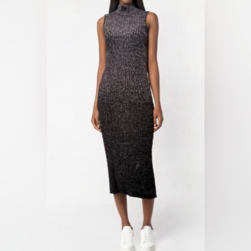 House of Harlow 1960 Gray Ribbed Mockneck Sweater Dress Size M